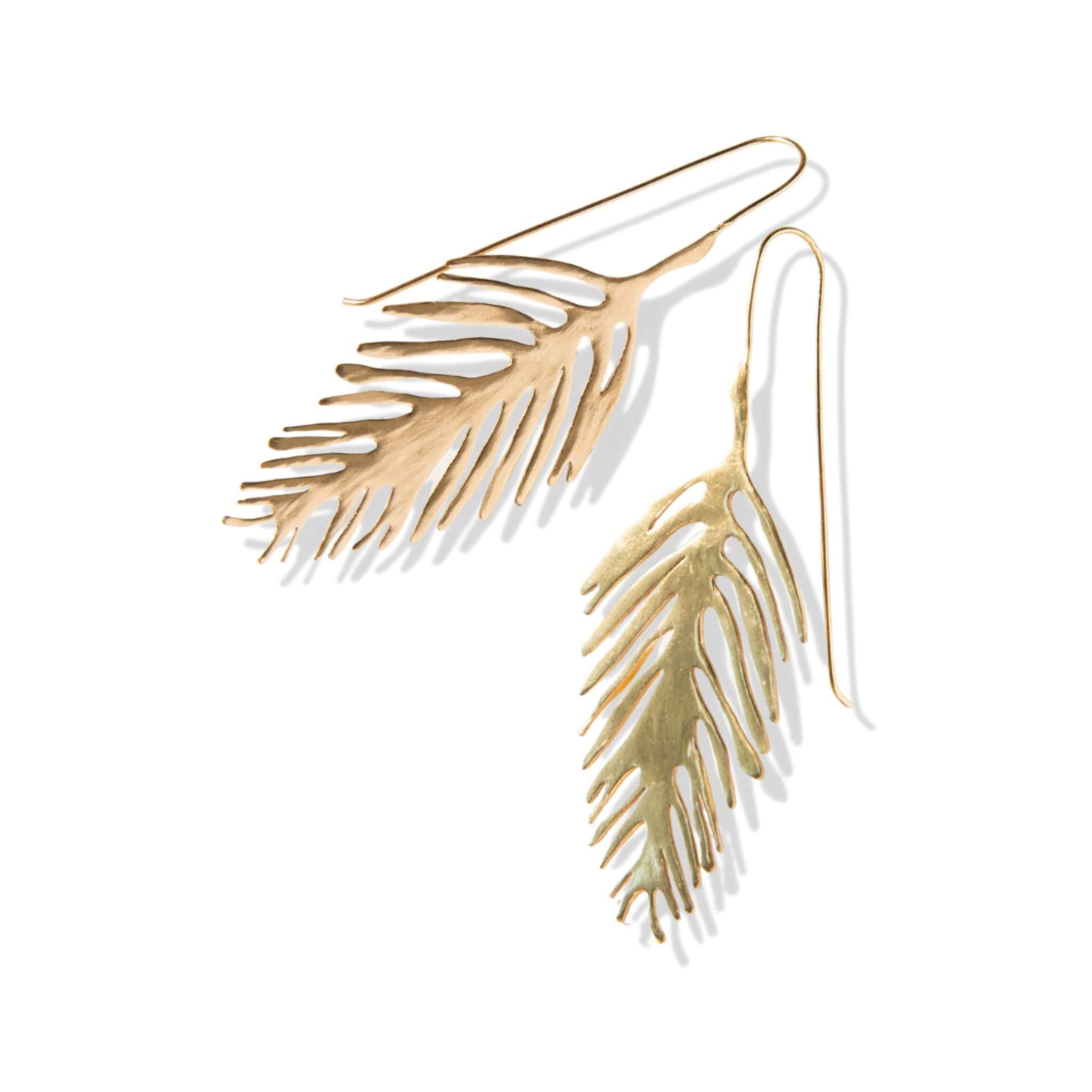 Earrings- Brass Palm Leaf Drop