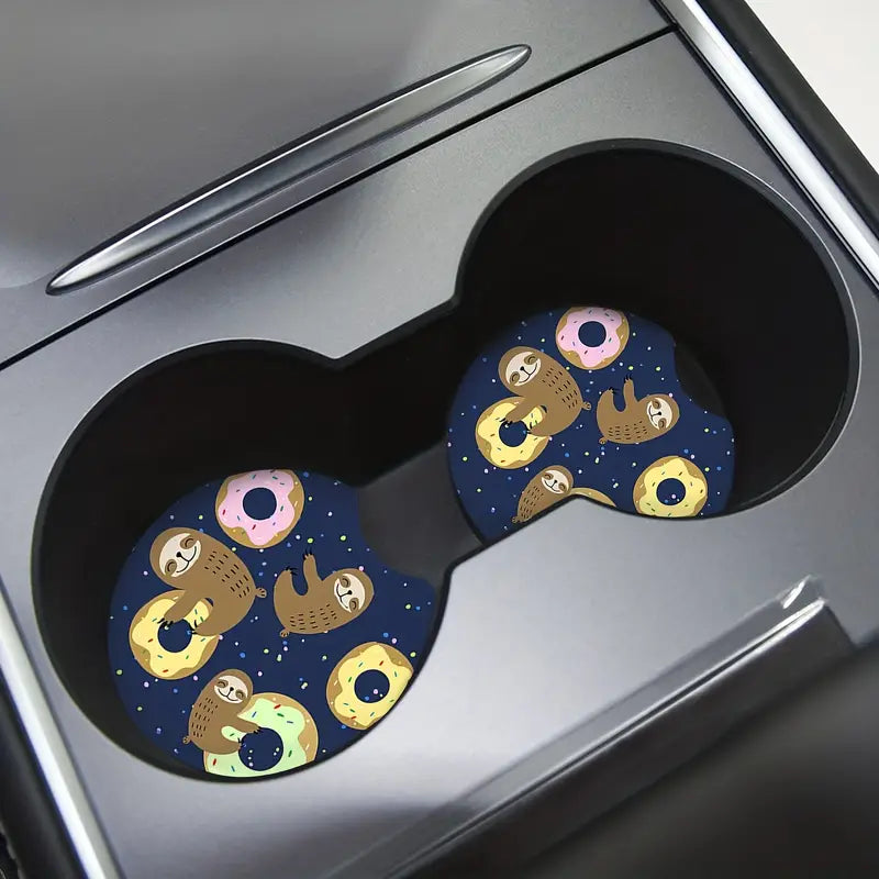 Car Coaster Set/2- Sloth Donuts