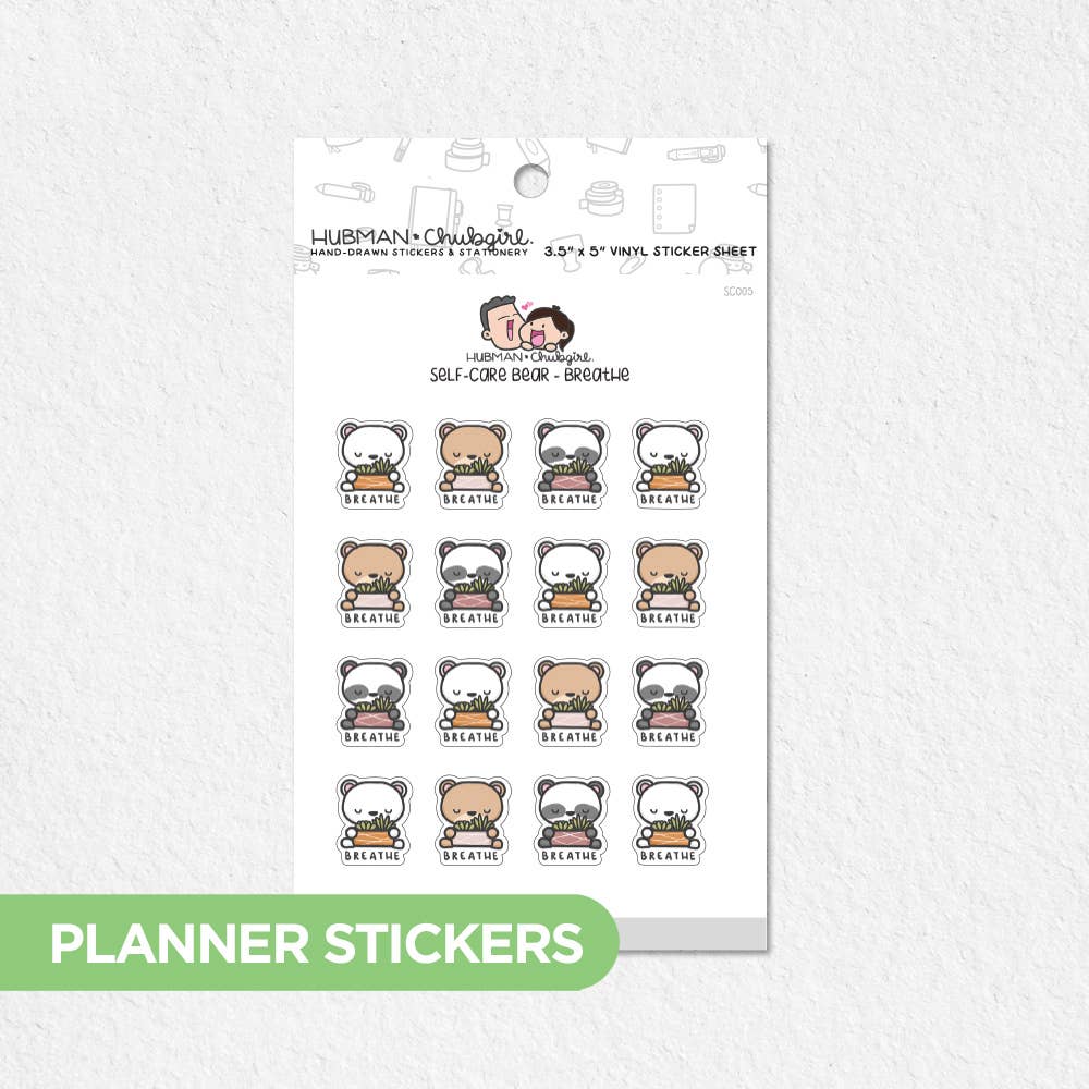 Planner Stickers- Self-Care Bear