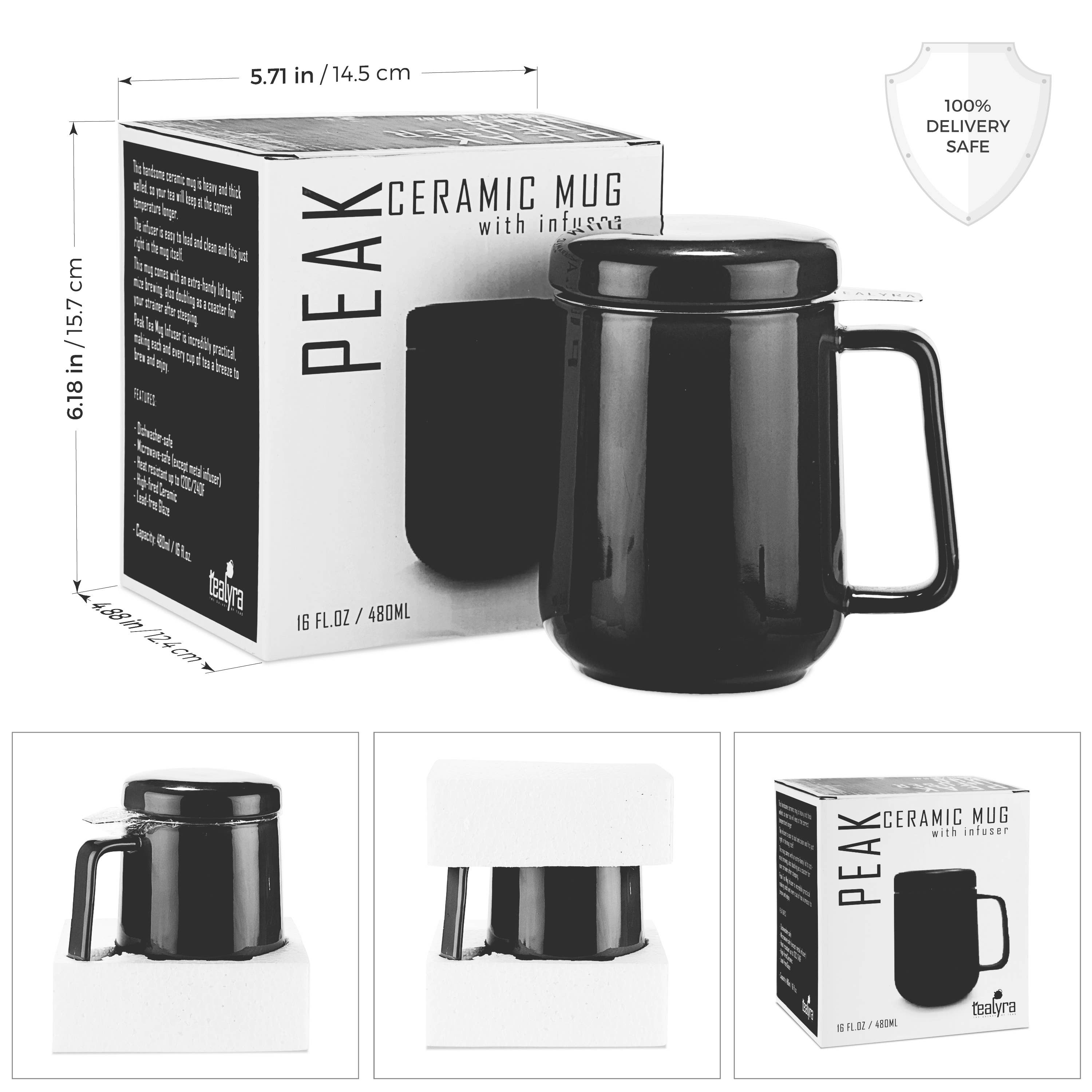 Peak Black Porcelain Mug With Infuser 19oz