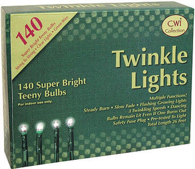 Teeny Twinkle Lights- 140 Lights/26'/Green Cord