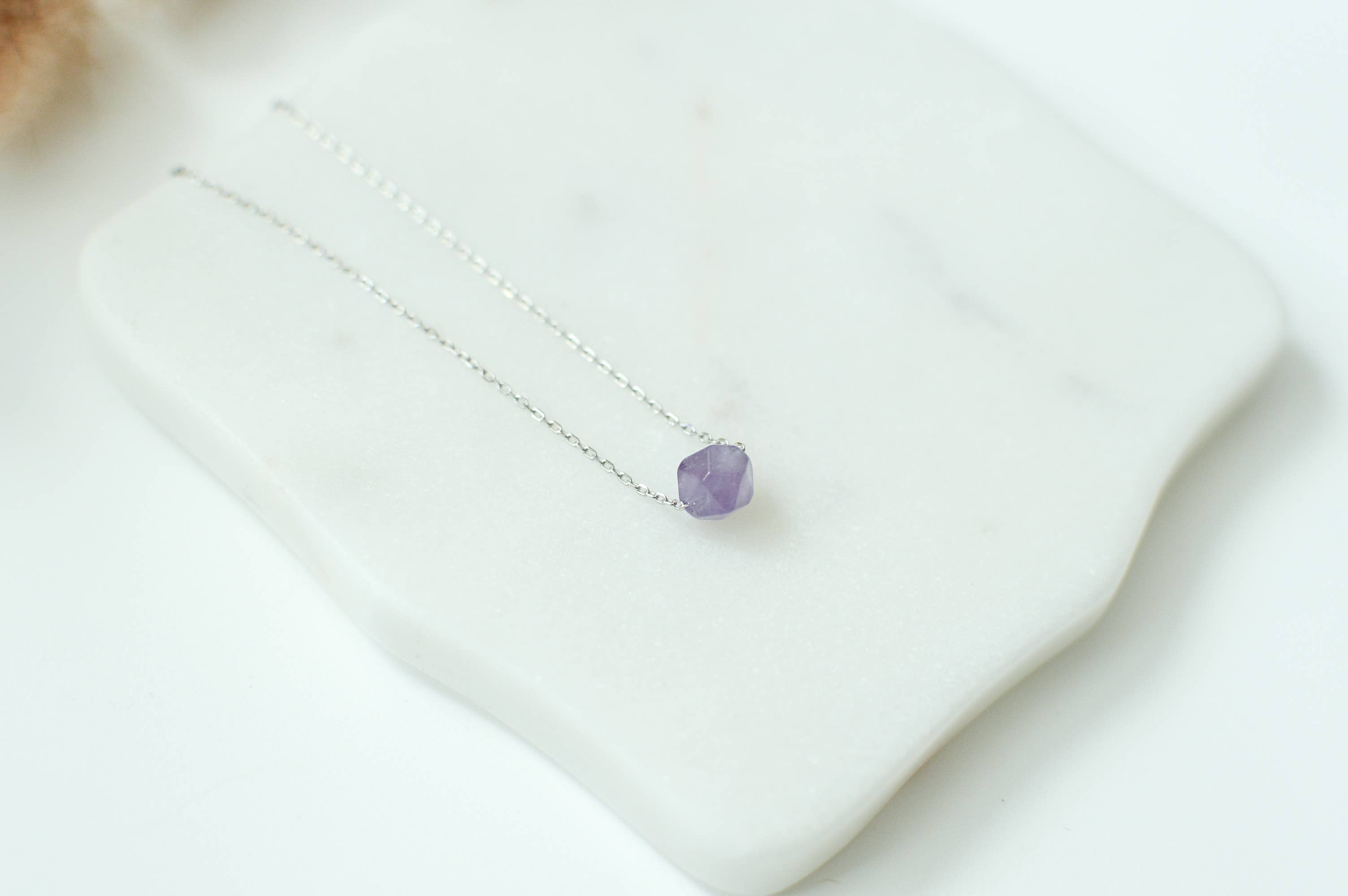 Gemstone Necklace - Amethyst 18" Sterling Silver