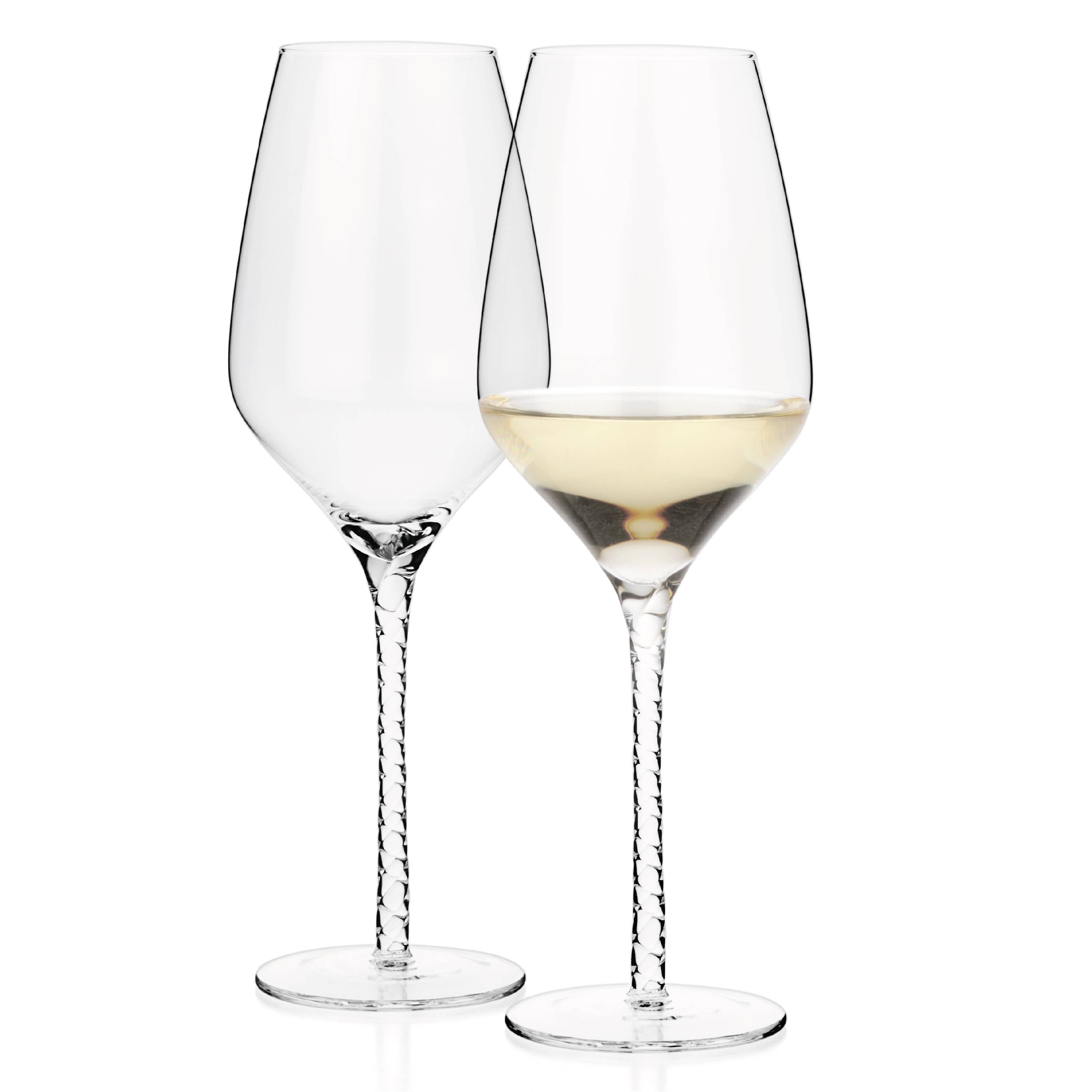 Luxbe Red White Wine Crystal Glasses Spiral Stem Set 4, 19oz: Set of 4