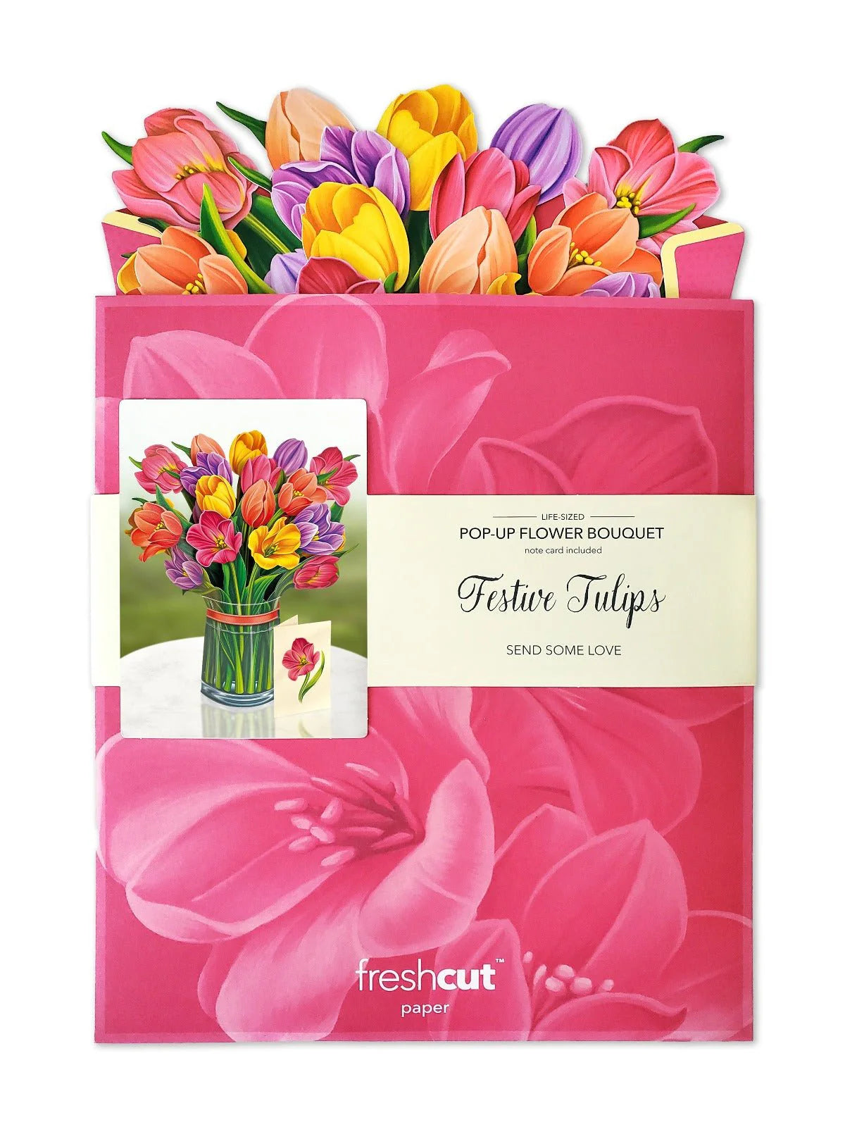 Pop-Up Paper Bouquet & Note Card- Festive Tulips