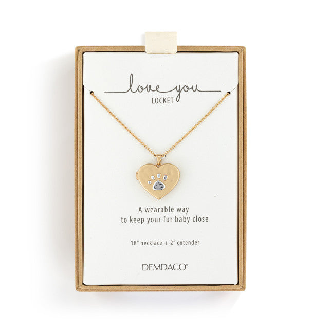 Necklace- Paw Print Locket Gold