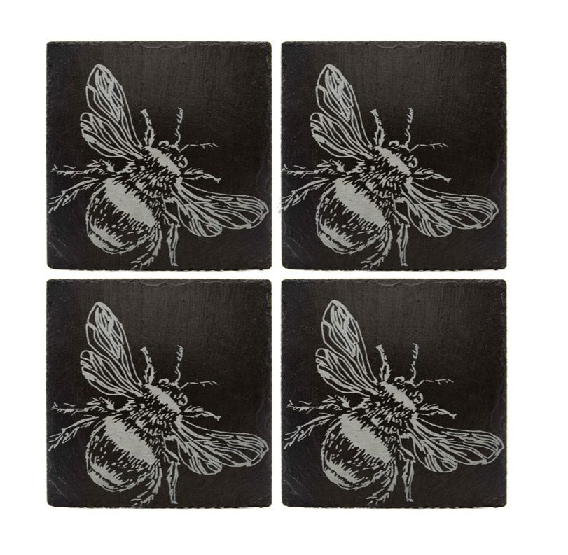 Coasters Set/4- Slate Bees