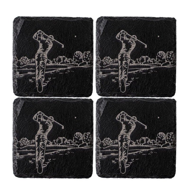 Coasters Set/4- Slate Golf