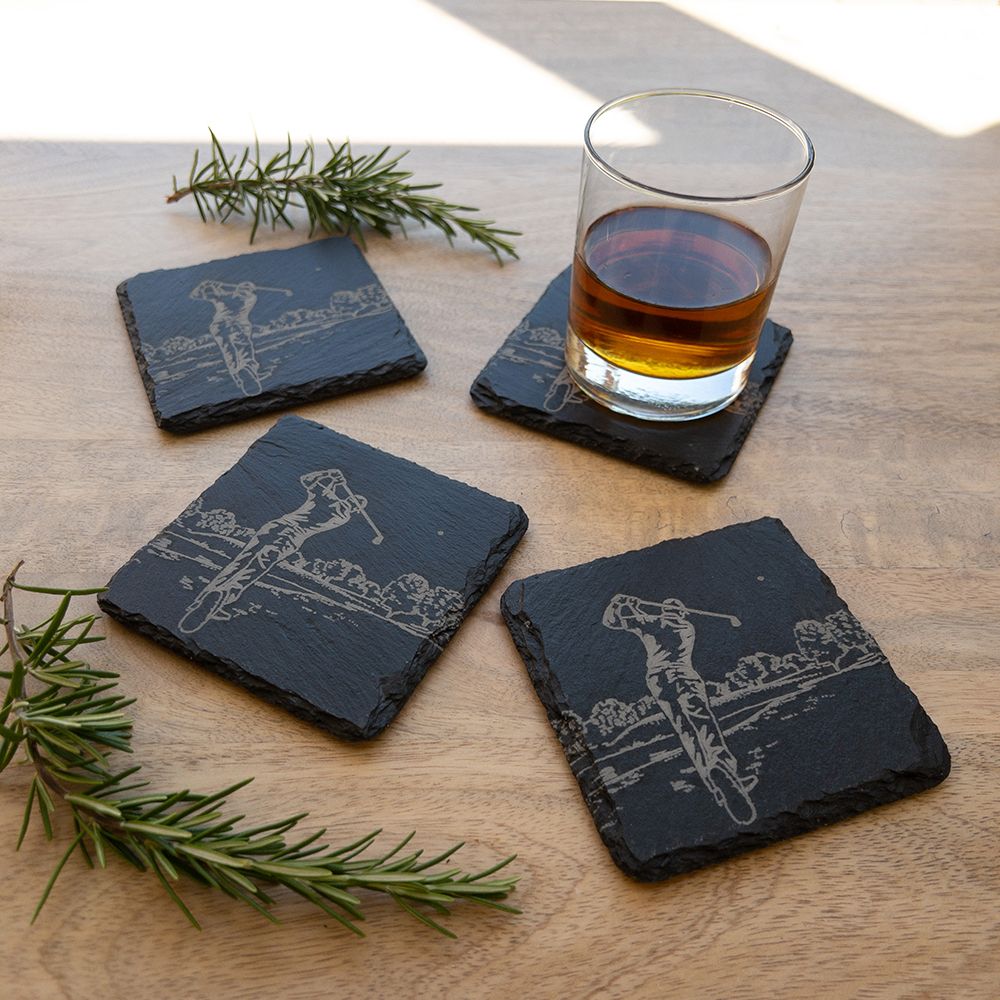 Coasters Set/4- Slate Golf