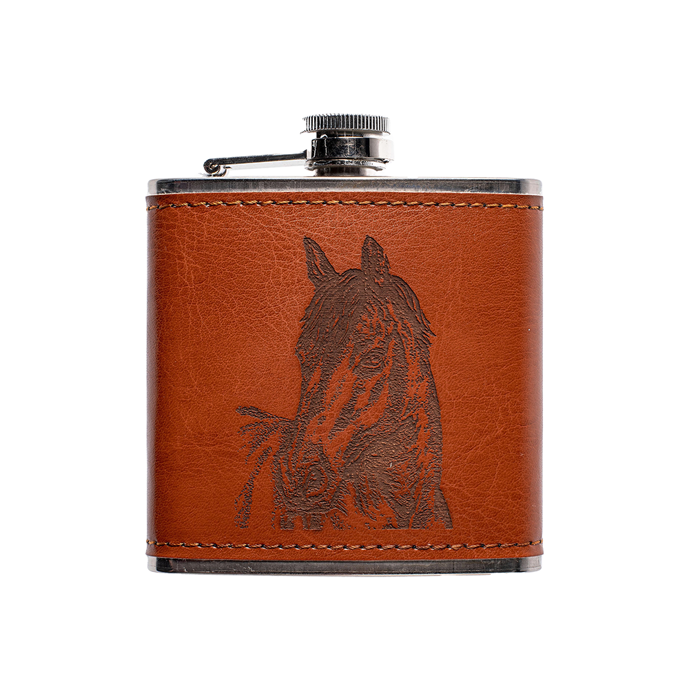 Hip Flask- Leather Horse Portrait