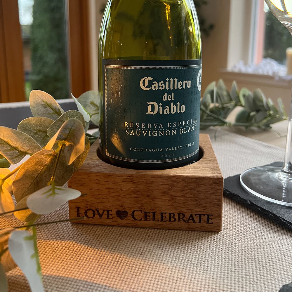 Wine Bottle Coaster- Oak Love & Celebrate