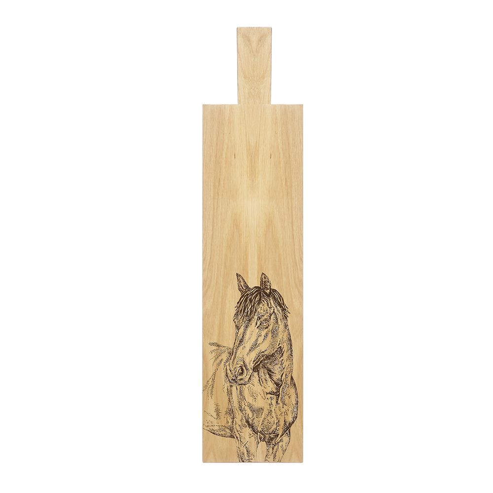 Cheese Board Paddle- Long Oak Horse Portrait