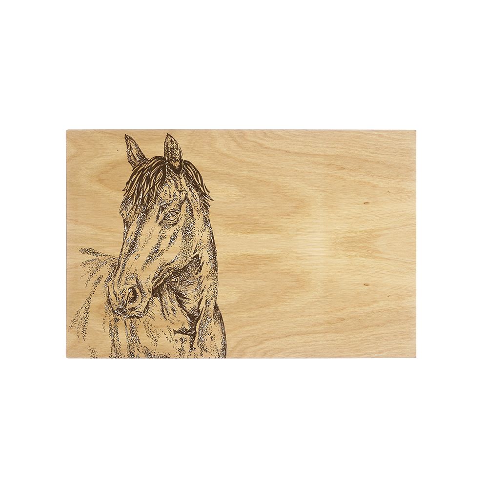 Serving Board 30cm- Oak Horse Portrait