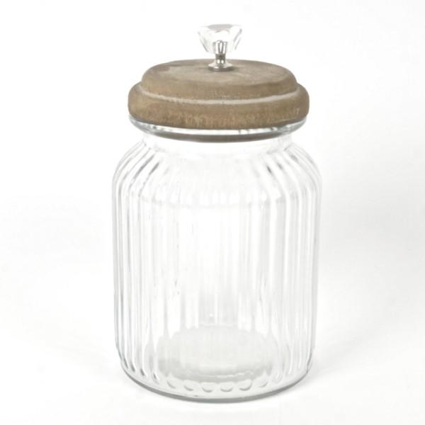 Glass Jar w/Wooden Lid- Large