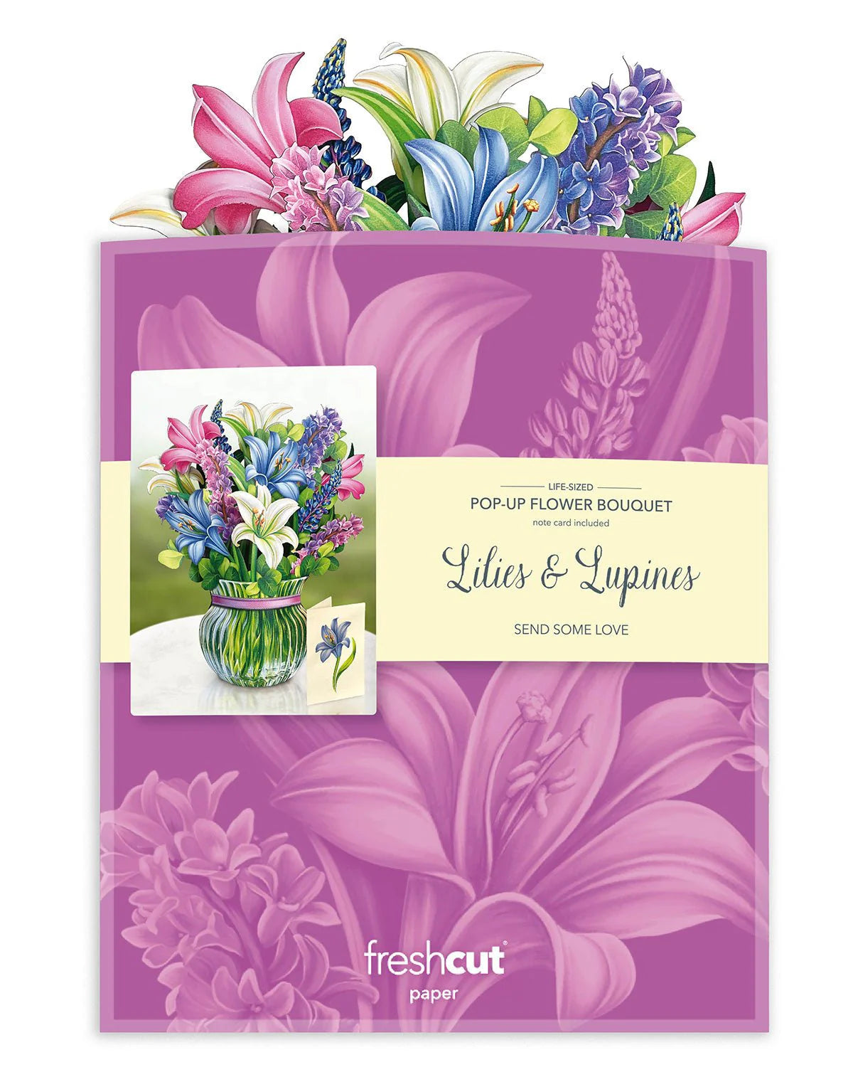 Pop-Up Paper Bouquet & Note Card- Lilies & Lupines