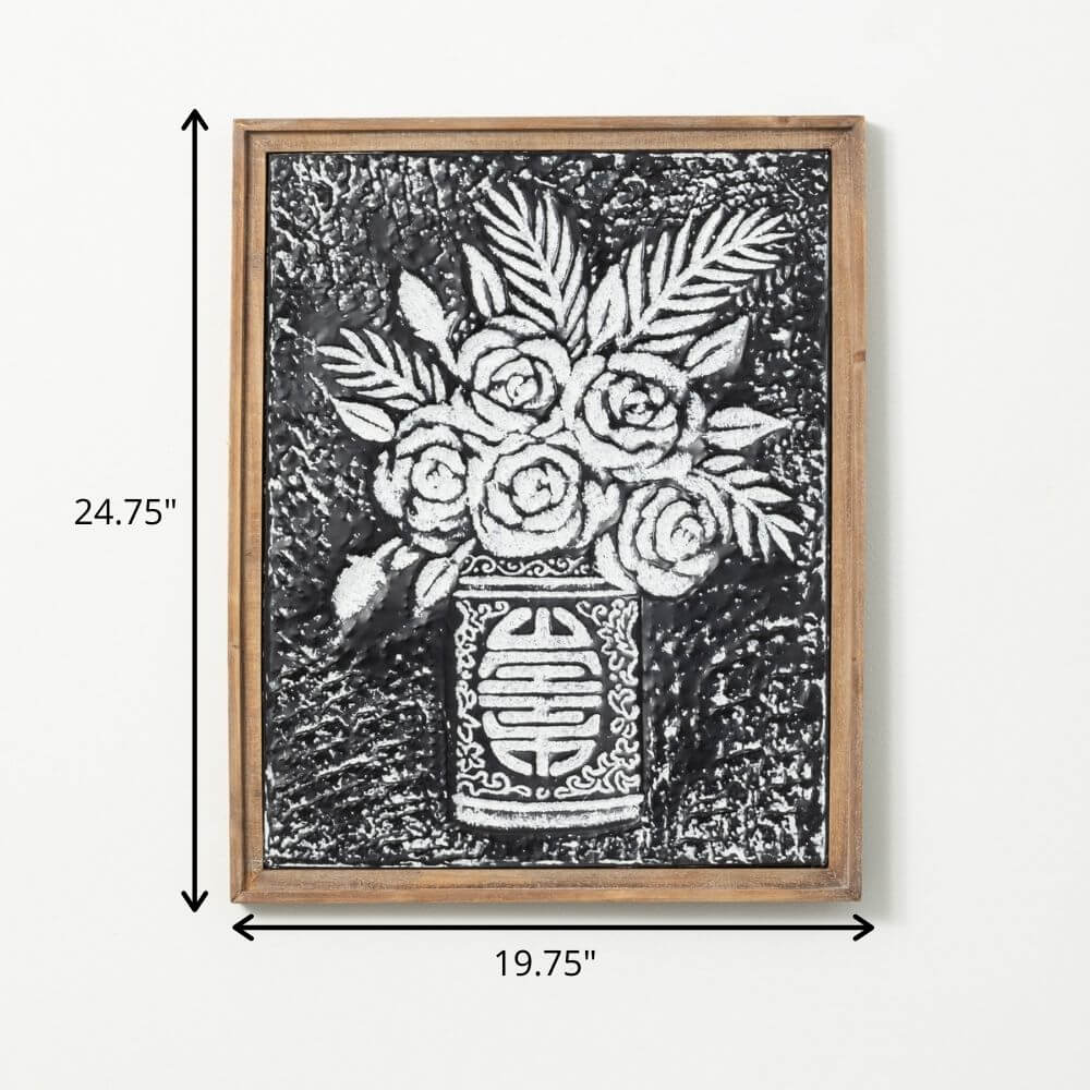 Black Metal Rose Bouquet Wall Art