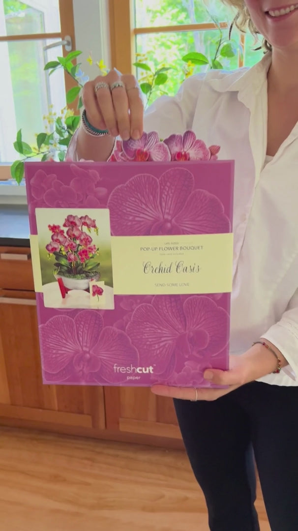 Pop-Up Paper Bouquet & Note Card- Orchid Oasis
