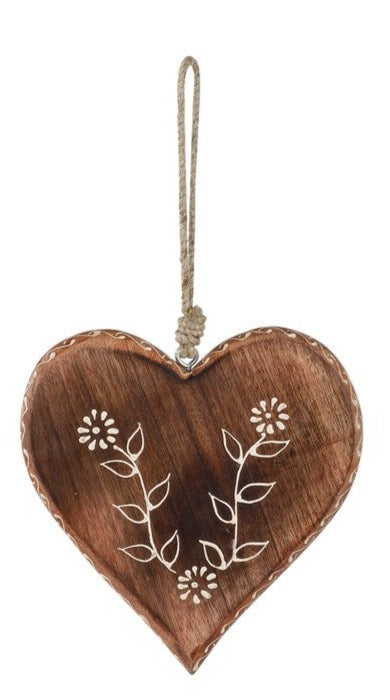 Hanging Whitewashed Wood Heart Assorted