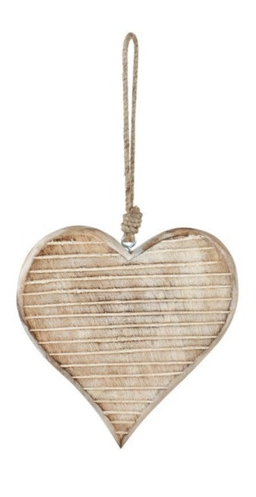 Hanging Whitewashed Wood Heart Assorted