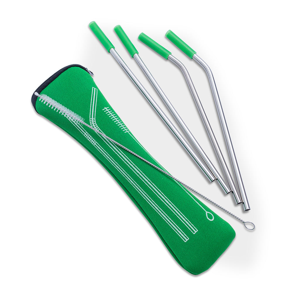 SS Straws & Brush In Case- Assorted Colours