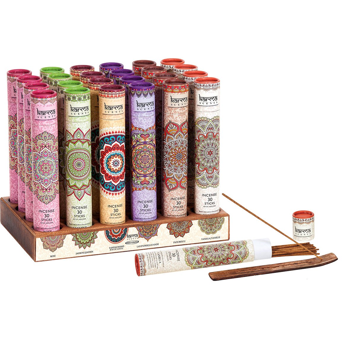 Incense Tube- 40pc & Holder- Assorted