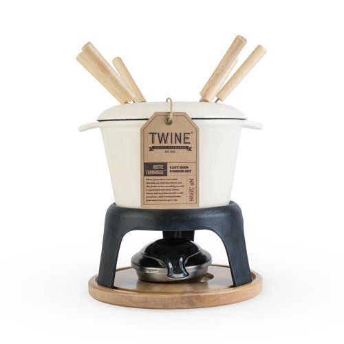 Fondue Set- Cast Iron Ivory