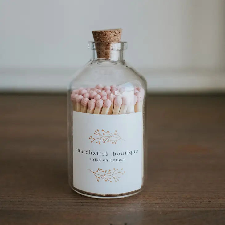 Apothecary Jar Matches 75 Pc- Boho Branches Pink Tip