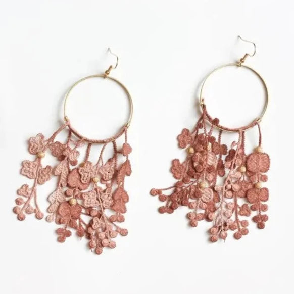 Earrings- Duo des Fleurs- Desert Rose