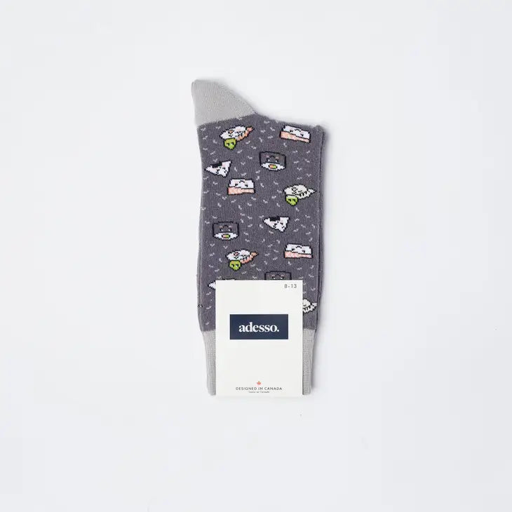 Men's Crew Socks- Happy Sushi