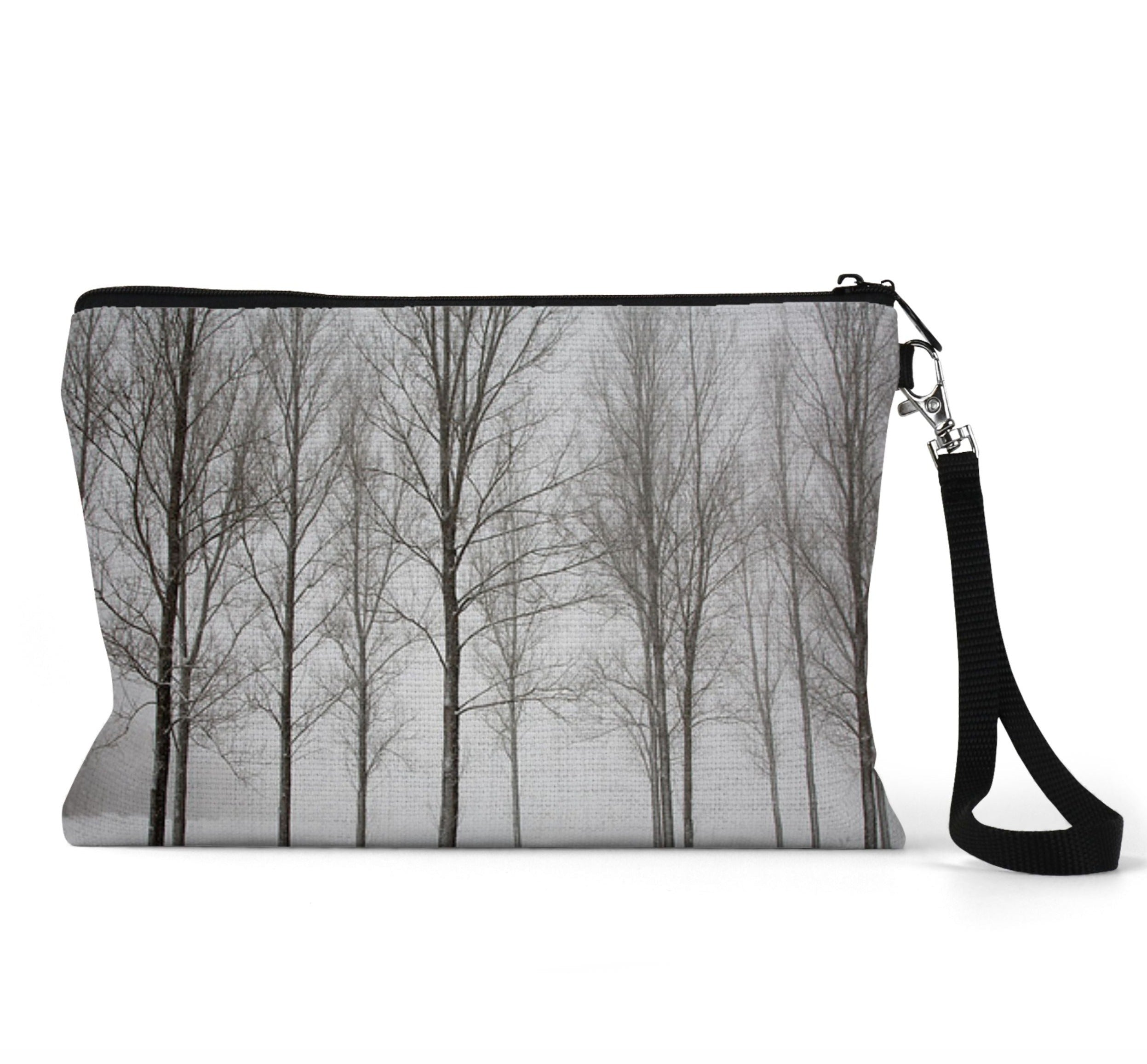 Zippered Linen Pouch- Winter Forest- Love Yourself
