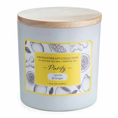 Aromatherapy Soy Candle- Purify (Lemon & Ginger) 15 oz