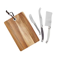 Cheese Board w/3 Knives- Acacia Wood