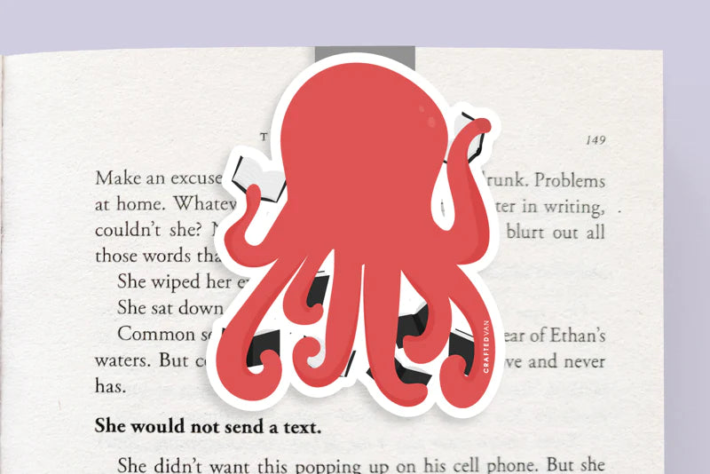 Jumbo Magnetic Bookmark- Reading Octopus
