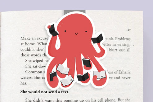 Jumbo Magnetic Bookmark- Reading Octopus