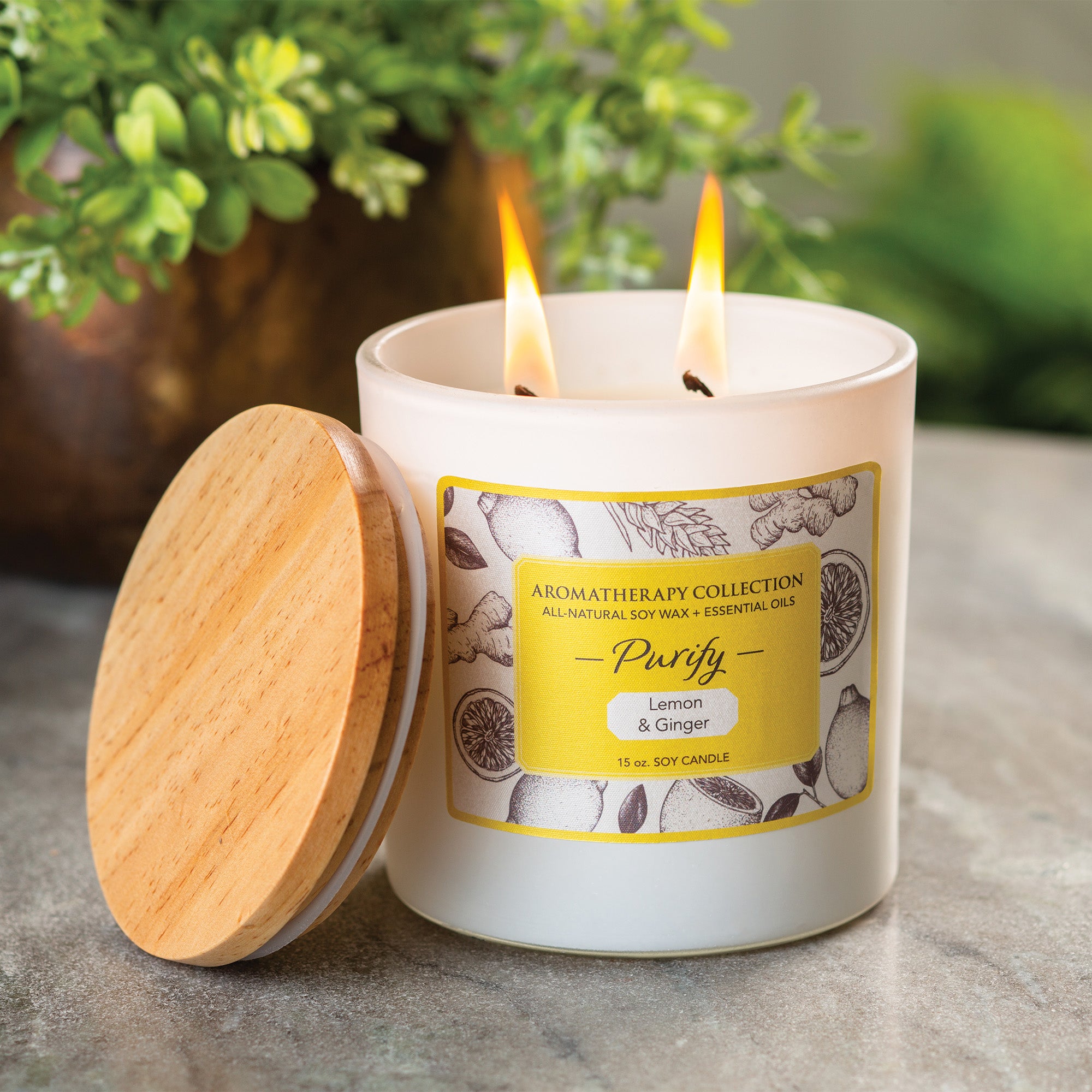 Aromatherapy Soy Candle- Purify (Lemon & Ginger) 15 oz