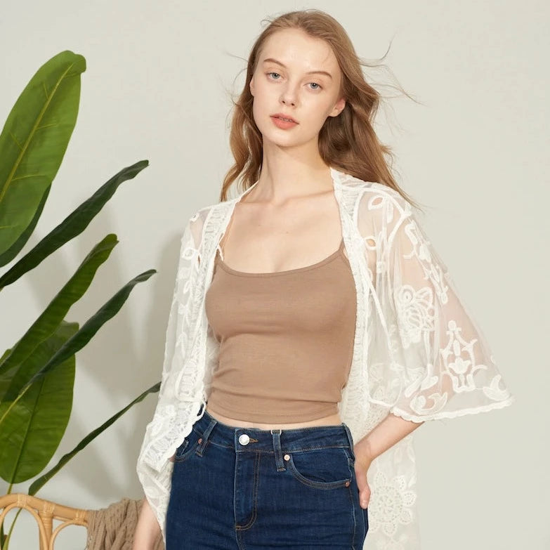 Lace Short Cardigan- White