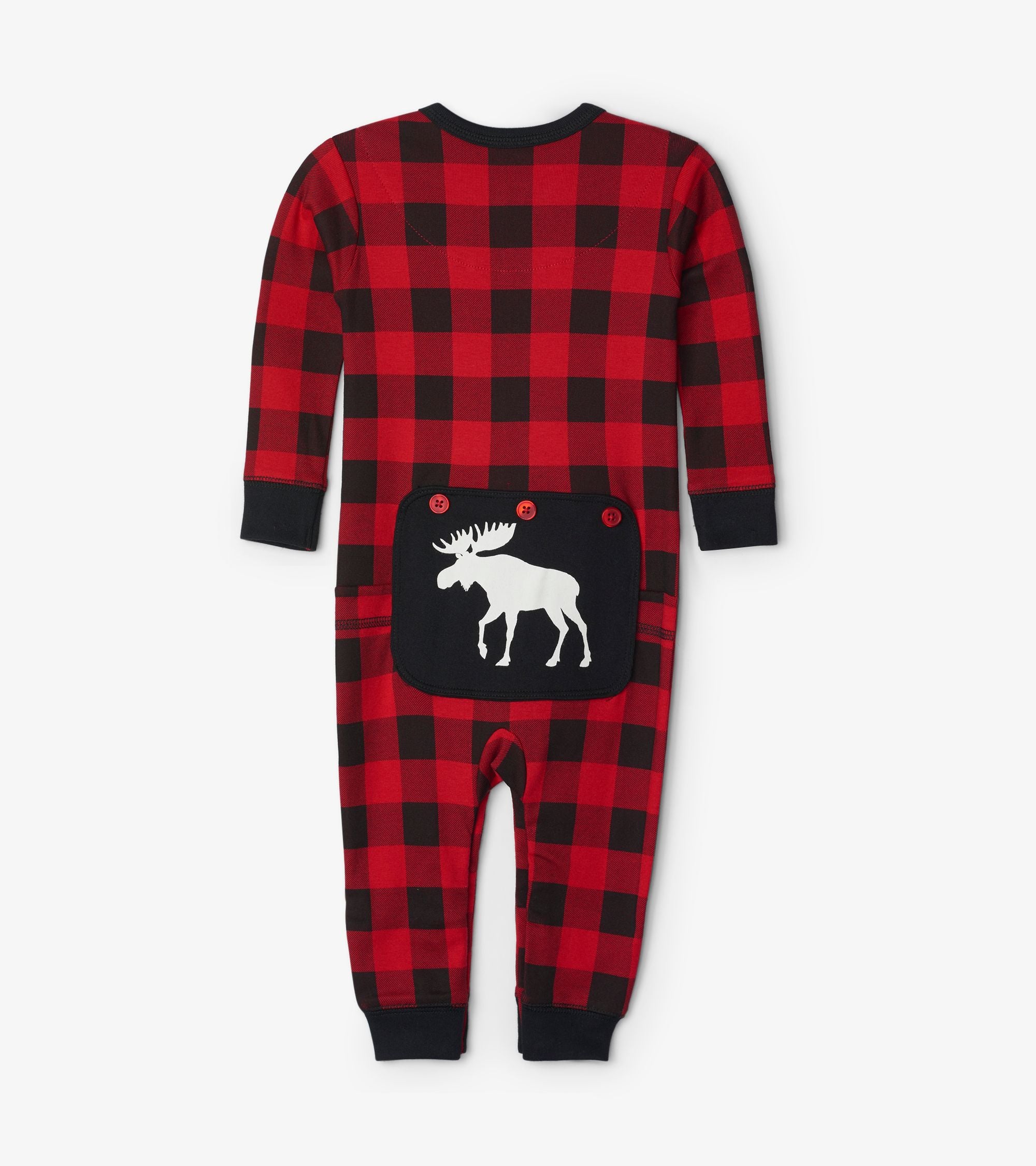 Baby Union Suit- Moose on Plaid