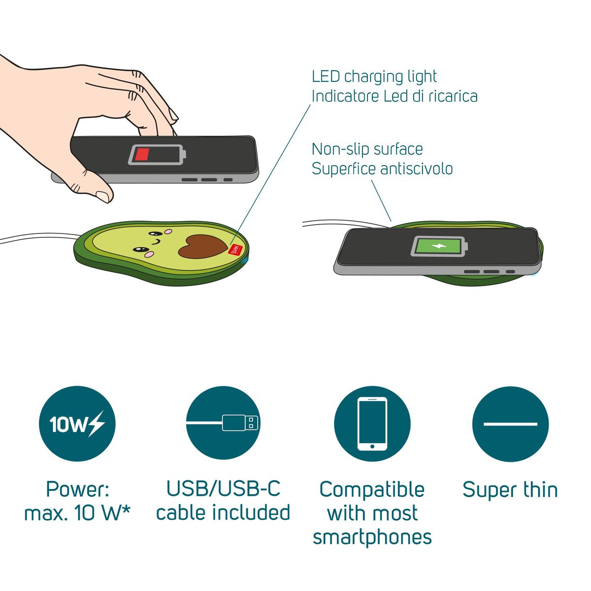 Wireless Smartphone Charger- Avocado