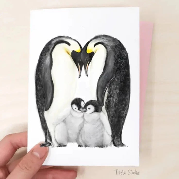 Baby Card- Penguin Family