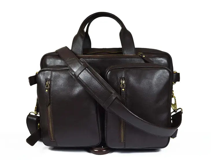 Leather Portfolio Bag- Black