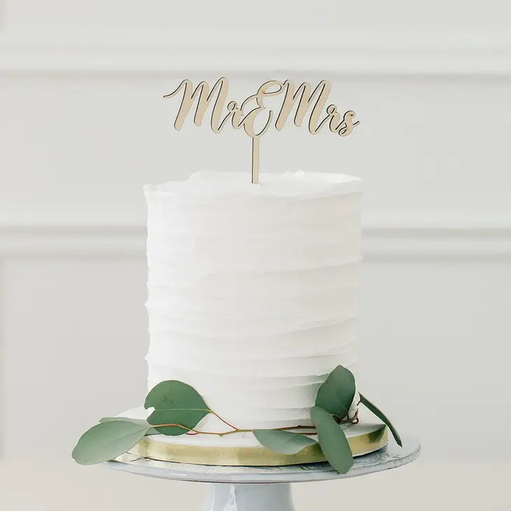Cake Topper- Natural Wood- Mr & Mrs