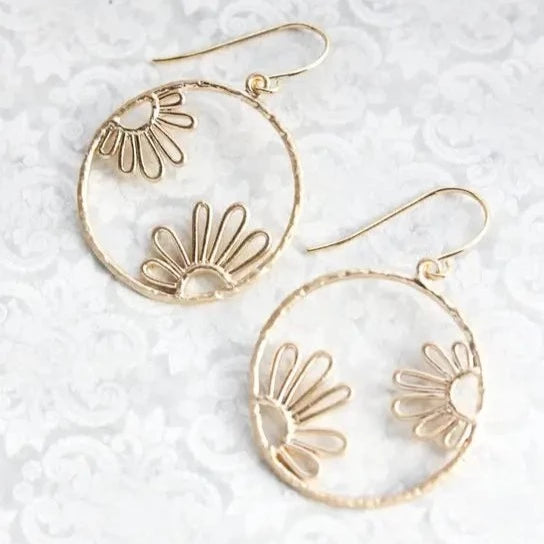 Earrings- Daisy Dangle Gold Floral Filigree