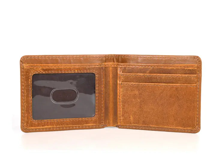 Men's Wallet Leather RFID Blocking- Tawny Brown