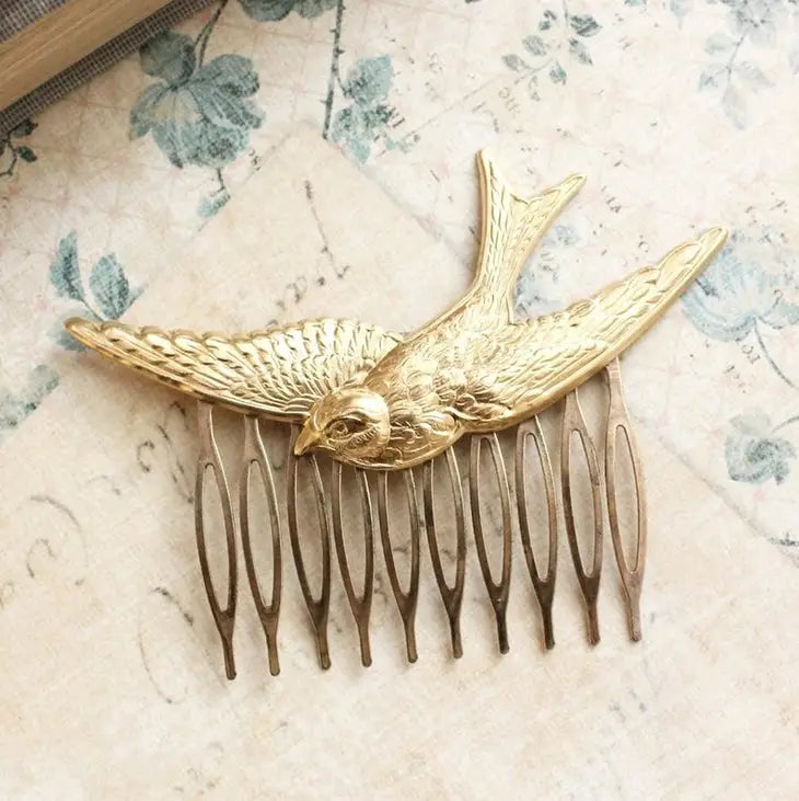 Hair Comb- Bird Gold