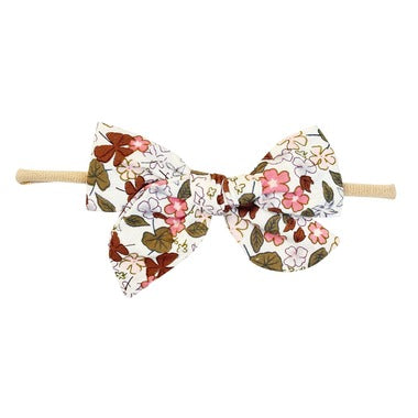 Victoria Bow Headband- Coral Floral