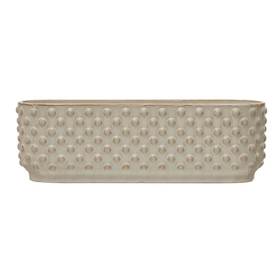 Planter- Stoneware Hobnail with 3 Sections