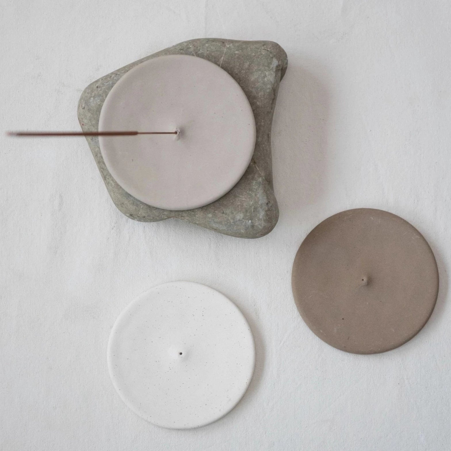 Incense Holder- Round Stoneware Assorted