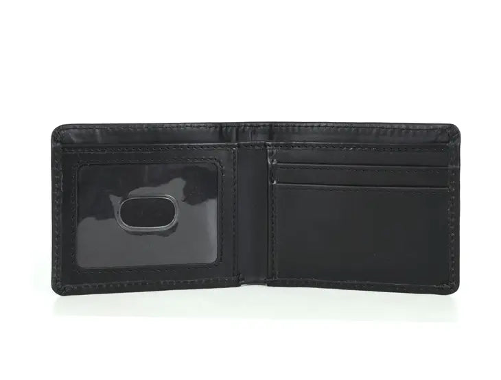 Men's Wallet Leather RFID Blocking- Raven Black