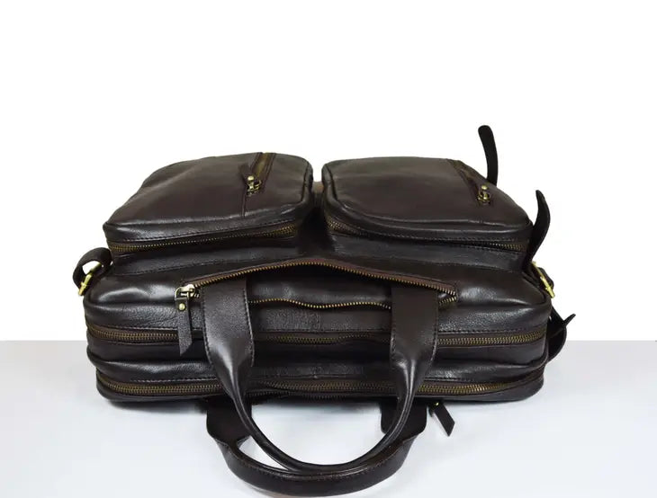 Leather Portfolio Bag- Black