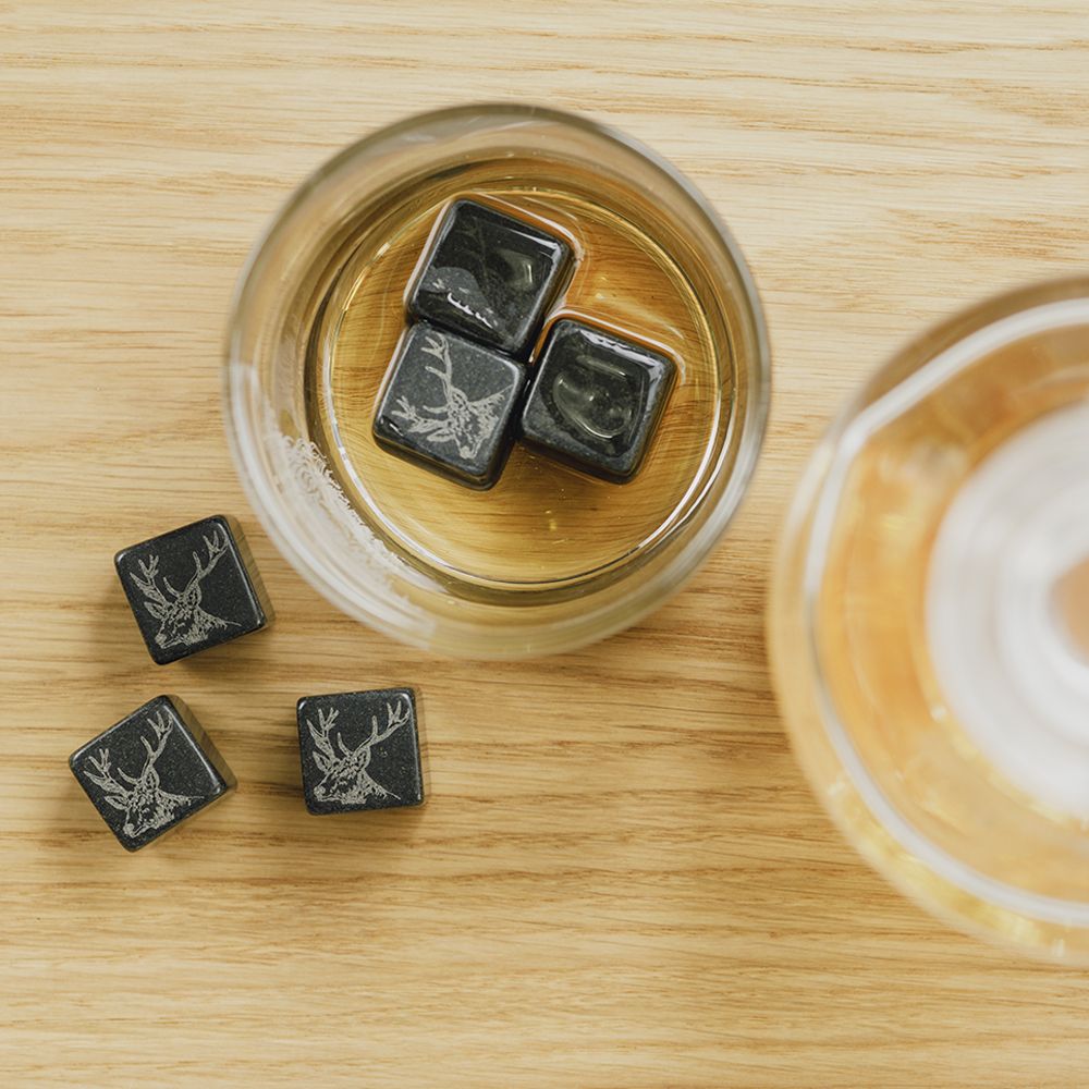 Engraved Whiskey Chilling Stones Set/6- Stag
