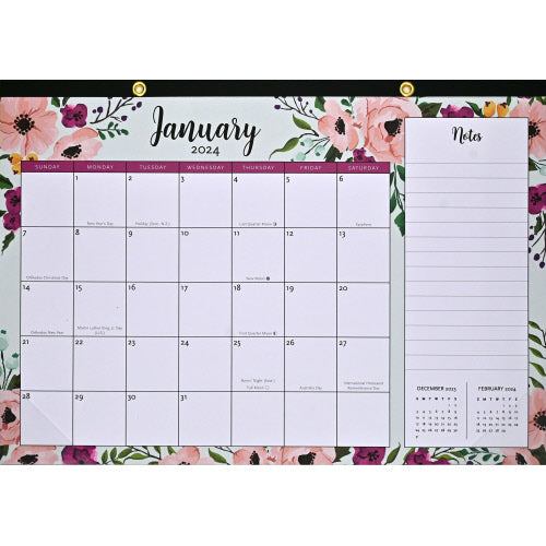Desk Pad Calendar 2024 w/Stickers- Floral